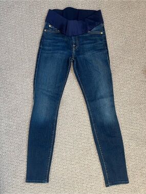 Maternity Skinny Jeans with Navy Waistband - Dark Blue